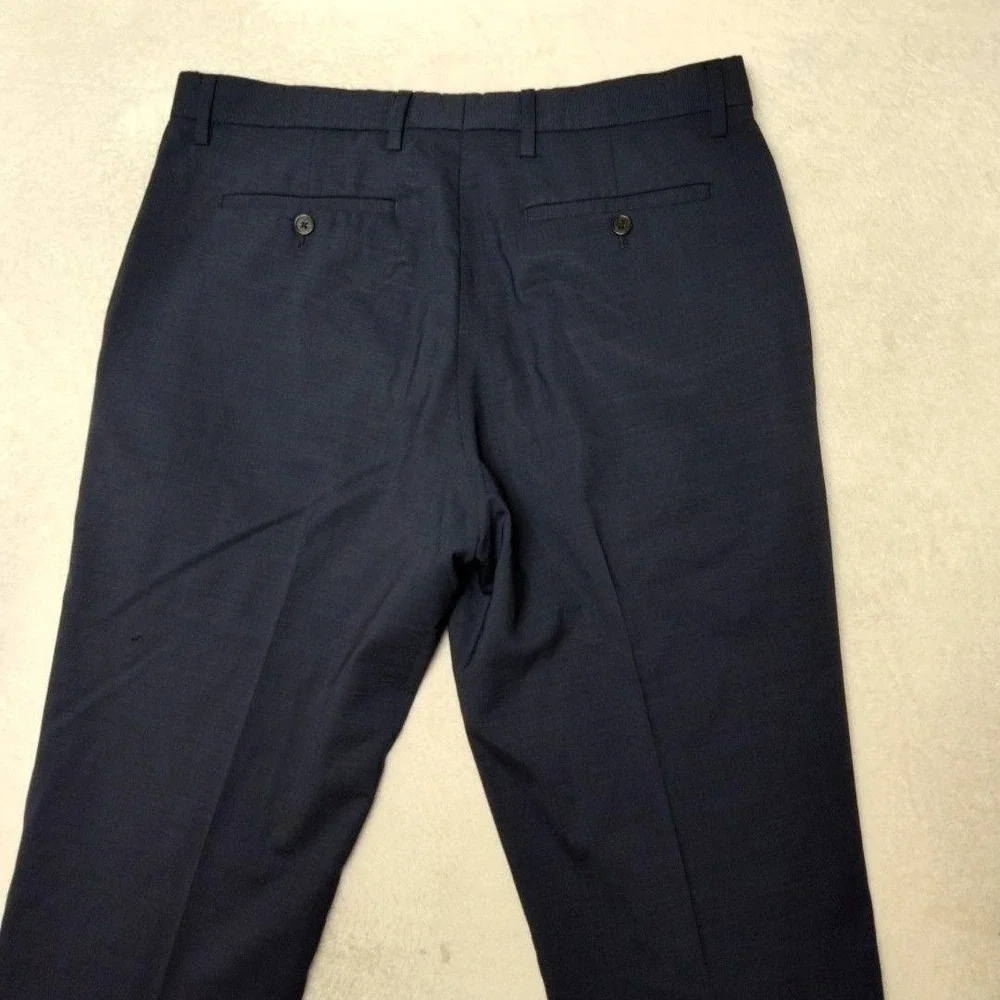 Banana Republic Pants Mens 33x34 Blue Slim Flat Front Dress Marzotto Wool Suit